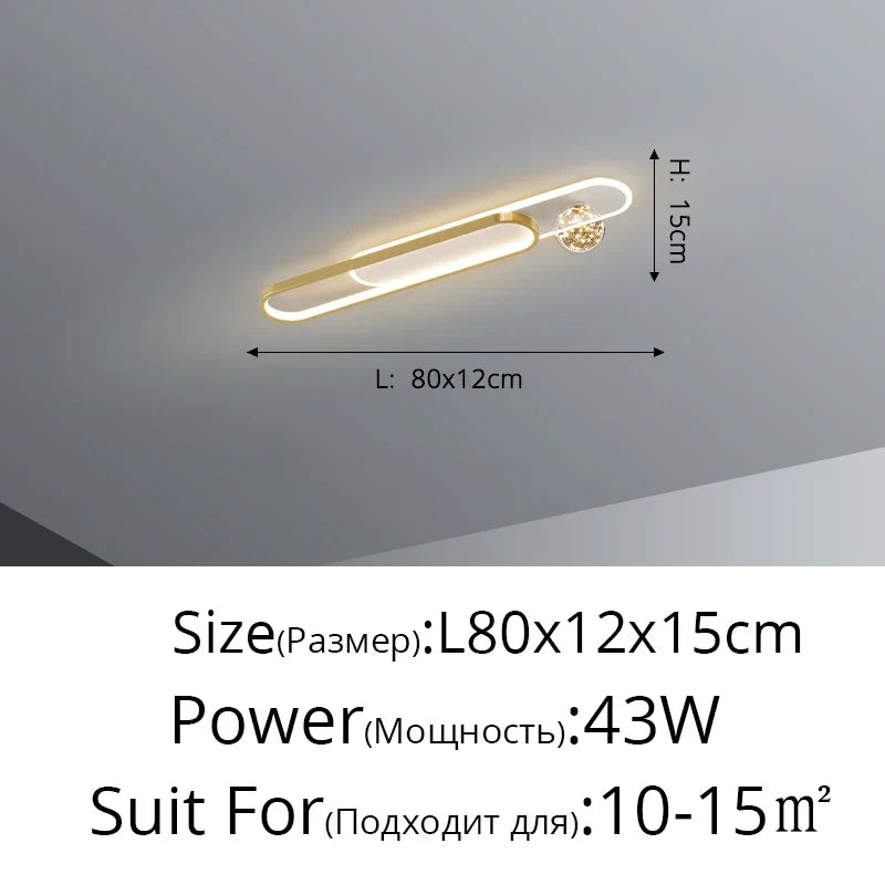 DecorBites™ Gold Starry Strip Flush Mount Ceiling Light Luxury Chandelier