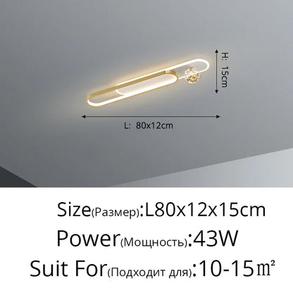 DecorBites™ Gold Starry Strip Flush Mount Ceiling Light Luxury Chandelier