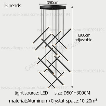 DecorBites™ LED Staircase Pendant Chandelier, Modern Nordic Restaurant Hanging Light