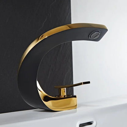 DecorBites™ Black & Gold Basin Faucet: Brushed Gold/Nickel/Chrome Mixer Tap, Hot & Cold Water