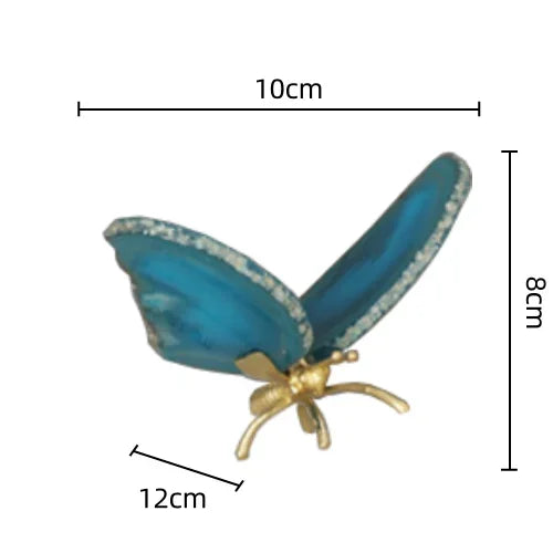 DecorBites™ Golden Crystal Agate Butterfly Sculpture Decorative Figurines