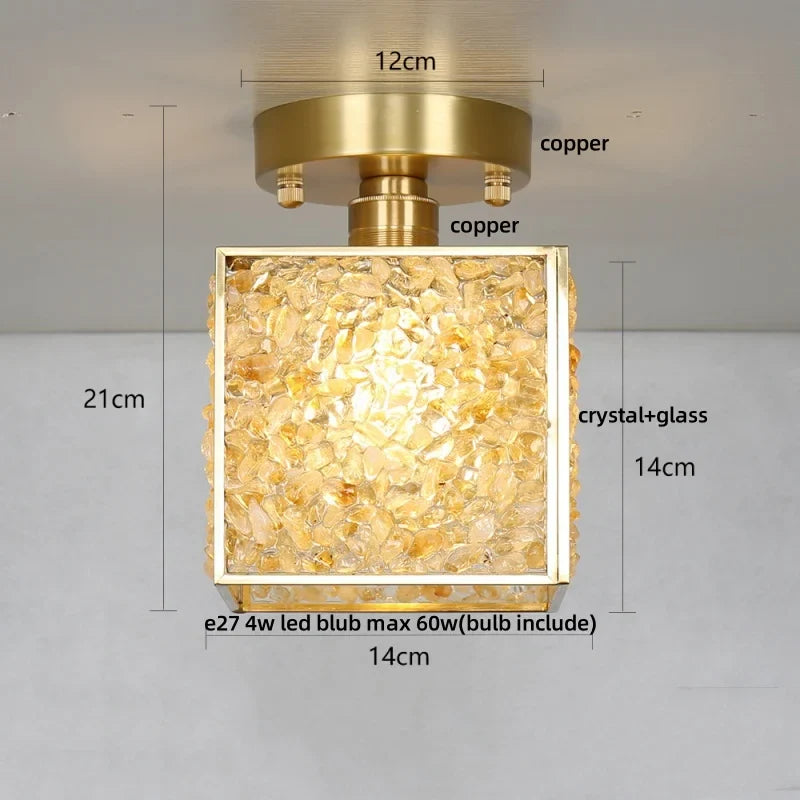 DecorBites™ Crystal Glass LED Ceiling Light Copper Canopy Nordic Modern Design