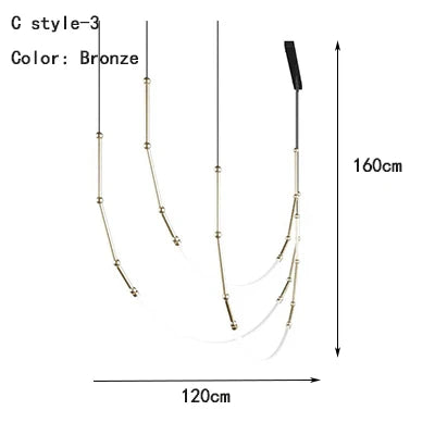 Lámpara de araña lineal creativa DecorBites™: Diseño nórdico-italiano, iluminación moderna para sala de estar, vestíbulo, dormitorio y restaurante.