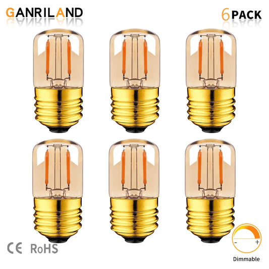 DecorBites™ Gold-Tinted LED Tubular Bulb, 1W, Warm White, Dimmable, Vintage Style
