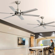 Decorbites™ Ventilador de Techo Grande de Acero Inoxidable con 6 Aspas para Sala de Estar, Dormitorio, Oficina