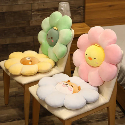 Decobites Sun Flower Plush Chair Cushion - Soft Cartoon Throw Pillow