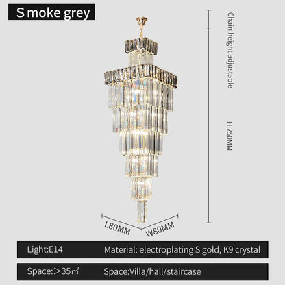 DecorBites™ Crystal Chandelier: Luxury Spiral Staircase Pendant Light for Duplex Hollow Loft