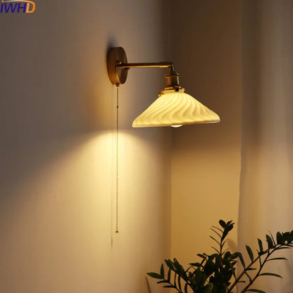 DecorBites™ Ceramic Copper LED Wall Lamp for Bedroom Bedside Mirror Light
