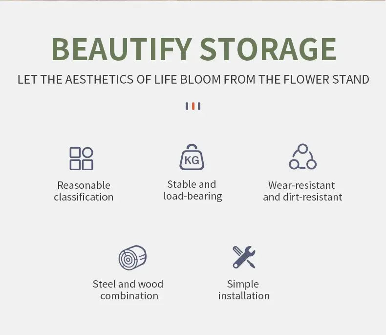 Estantería escalonada de madera para plantas con maceteros