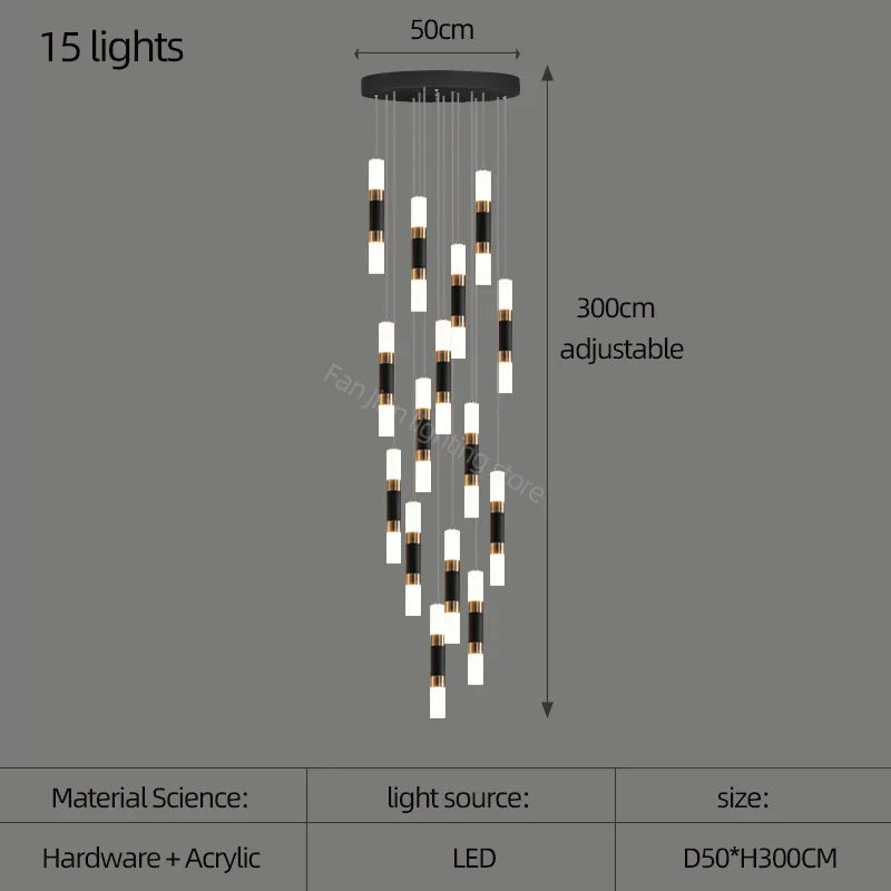 Lámpara de araña LED DecorBites™ para escalera, mesa de comedor o cocina. Lámpara de araña acrílica.