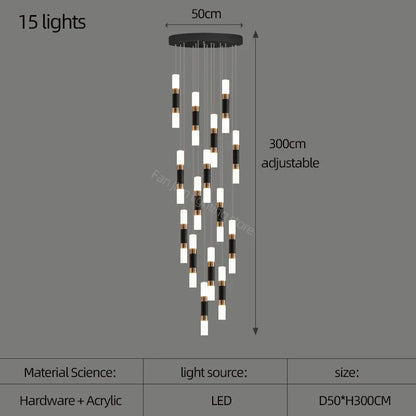 Lámpara de araña LED DecorBites™ para escalera, mesa de comedor o cocina. Lámpara de araña acrílica.