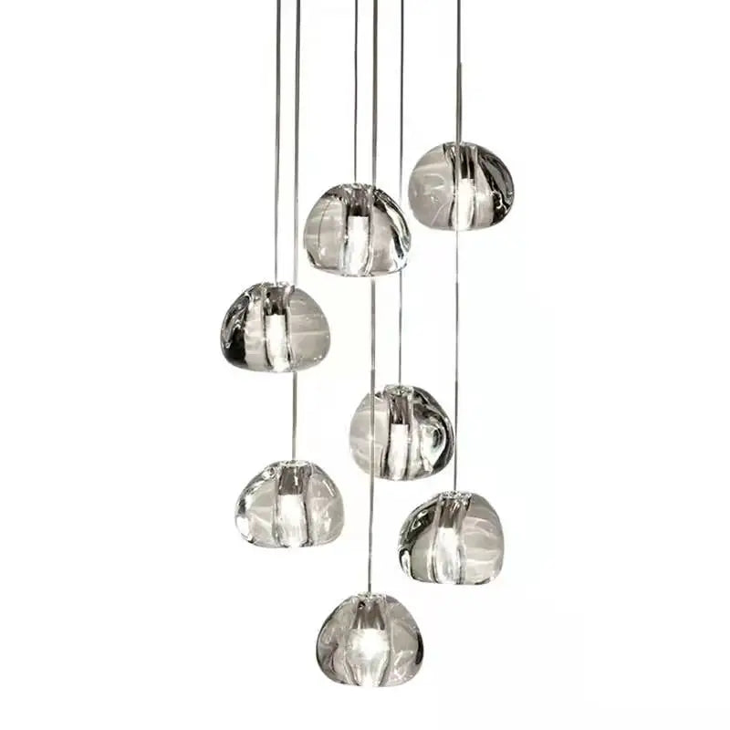 Lámpara de araña LED nórdica DecorBites™ Crystal Ball: Iluminación decorativa moderna para escaleras