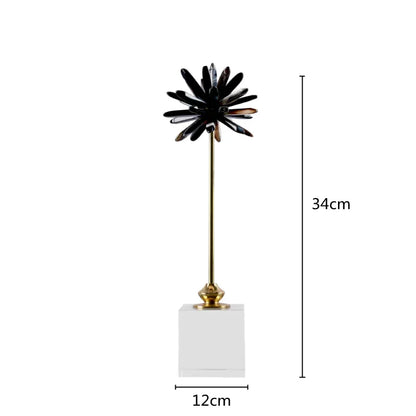 Figura decorativa para el hogar DecorBites™ de cristal de ágata, hecha a mano, con forma de flor blanca.