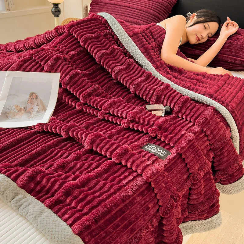 Manta de peluche DecorBites™ Cozy Faux Rabbit, estilo nórdico, gruesa y cálida, chal para siesta supersuave