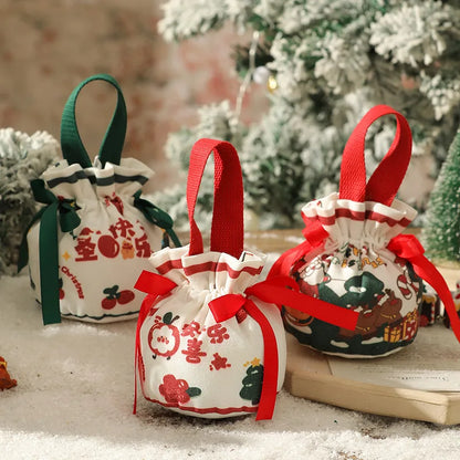 DecorBites™ Christmas Eve Apple Bag: Festive Handheld Gift Bag for Santa Candy 和 Children