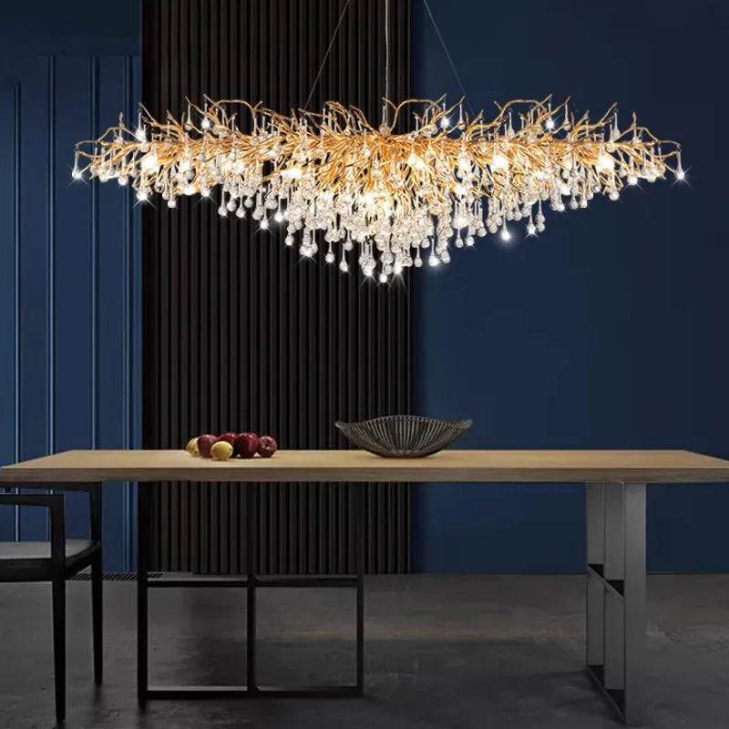 Gold Geometric LED Pendant 180cm Length
