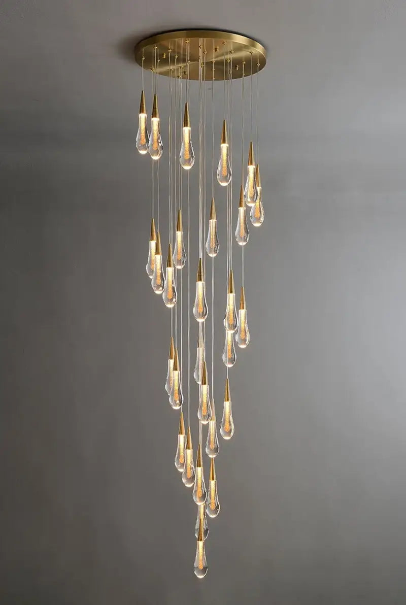 DecorBites™ Luxurious Gold Crystal Chandelier for Staircase