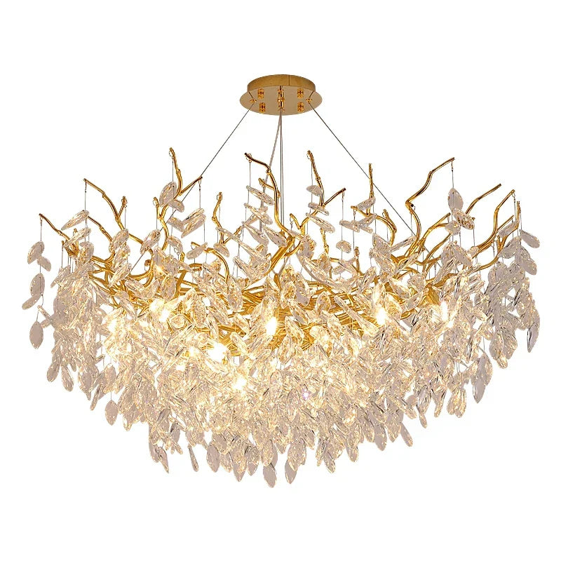 DecorBites™ Gold Crystal Chandeliers for Dining Room Branch Hanging Lamp Large Lighting