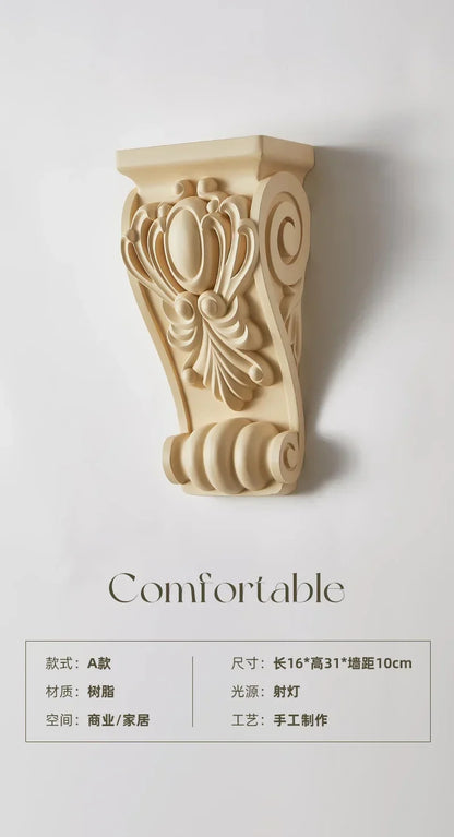 Lámpara de pared DecorBites™ de resina color crema con casquillo LED E27 para espacios clásicos