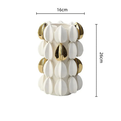 DecorBites™ Lemon Carambola Ceramic Vase Gold-Plated Fruit Shape Creative Home Decor