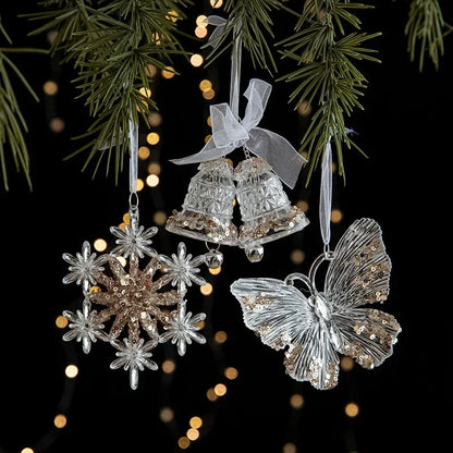 Christmas Acrylic Hanging Pendant Sequins Snowflake Christmas Tree Xmas Elk Bell Drop Ornaments Merry Christmas Decor 2024