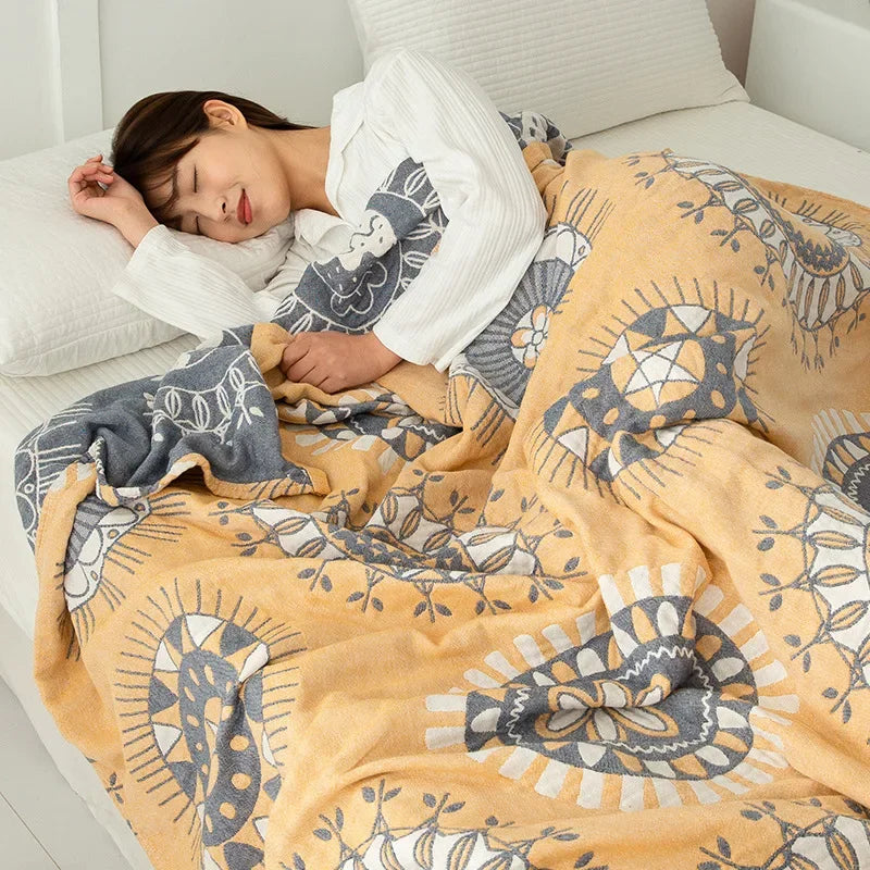 DecorBites™ Double Cotton Blanket: Soft & Breathable Bed Cover