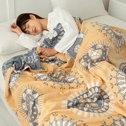 DecorBites™ Double Cotton Blanket: Soft & Breathable Bed Cover