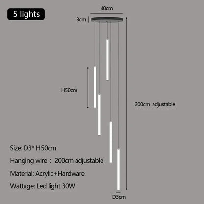 Lámparas colgantes acrílicas para escaleras, ideales para la decoración de villas modernas - Lámpara de araña LED DecorBites™ para lofts dúplex