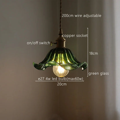 Lámpara colgante de cristal con rayas verdes DecorBites™ para decoración del hogar e iluminación de cocina