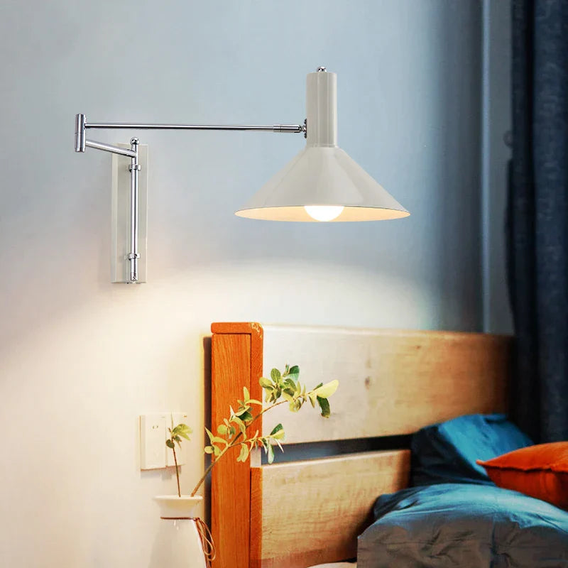 DecorBites™ Industrial Metal Wall Lamp with Extendable Arms for Bedside Reading