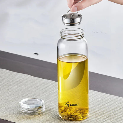 DecorBites™ Glass Tea Bottle with Strainer and Lid