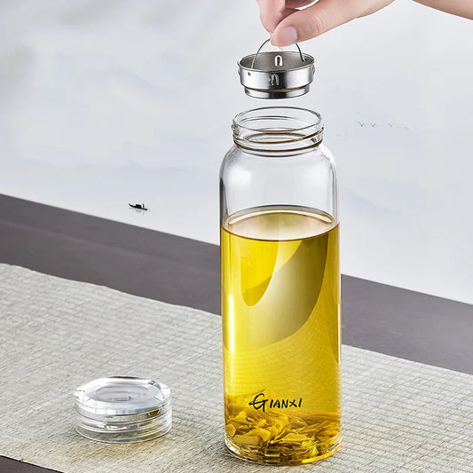 DecorBites™ Glass Tea Bottle with Strainer and Lid