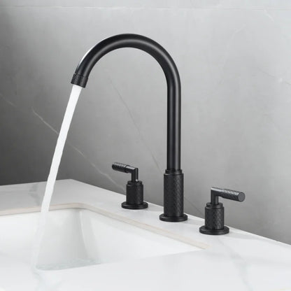 Grifo de lavabo DecorBites™ de latón negro con efecto cascada y diseño de 3 orificios