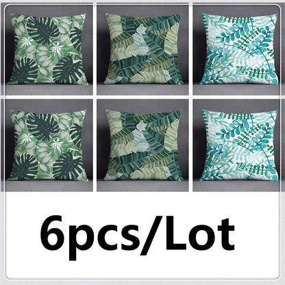 DecorBites™ Green Leaves Flower Pillowcase Set | Modern Winter Short Plush 45x45cm Cozy Covers