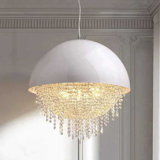 DecorBites™ Crystal Tassel Iron Chandelier: Luxury LED Hanging Lamp for Living Room & Restaurant