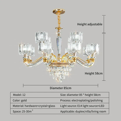 DecorBites™ Crystal Chandelier: Elegant European Garden Lamp for Living Room, Bedroom