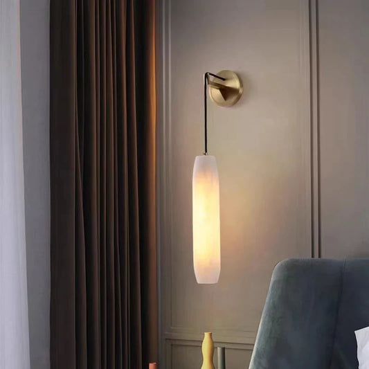 DecorBites™ Cylindrical Marble Wall Lights Sconce Lamp with Adjustable Copper Wire & E14 Bulb