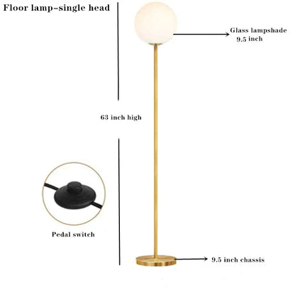 Lámpara de pie DecorBites™ con bola de cristal y estructura metálica - Iluminación LED para dormitorio y estudio