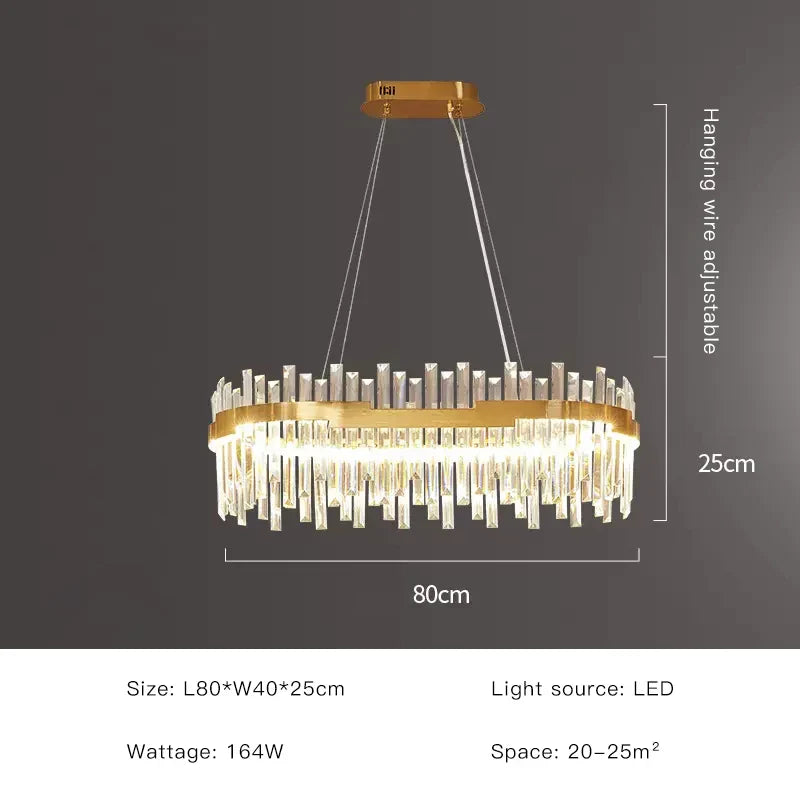 DecorBites™ Gold Full Spectrum Crystal Chandelier for Living, Dining & Bedroom