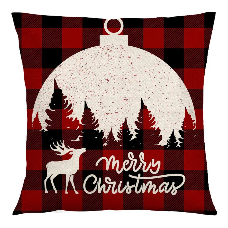 DecorBites™ Christmas Linen Cushion Cover 45x45cm Sofa Home Party Decor