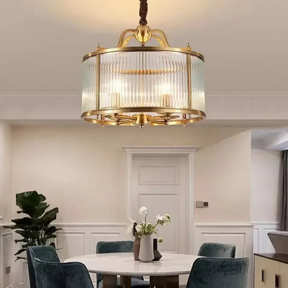 DecorBites™ Glass Chandelier: Golden Copper Luxury Ceiling Pendant Light Fixture for Living Room
