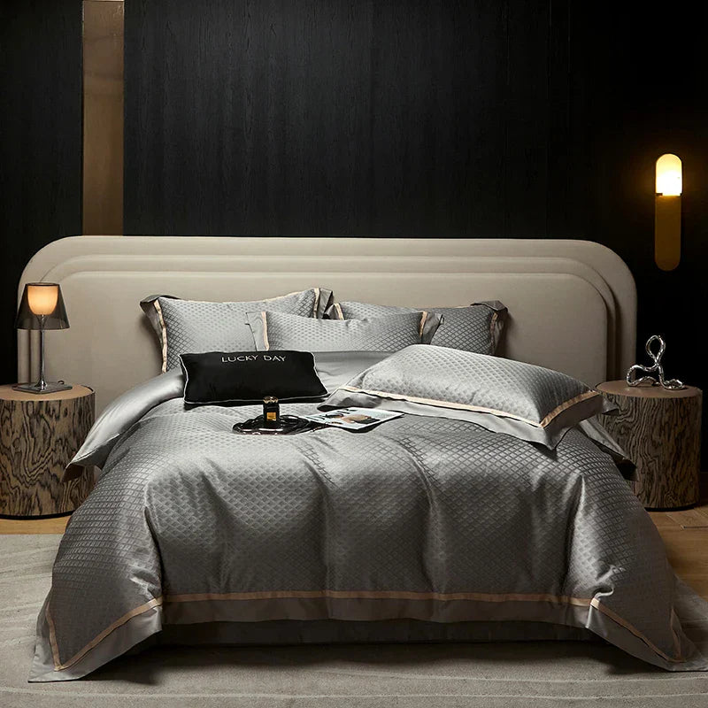 Decobites Luxury Yarn-dyed Jacquard Bedding Set: Duvet, Sheet, Pillowcases