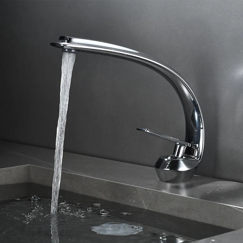 DecorBites™ Gold Black Bathroom Faucet Brass Sink Mixer Tap Single Handle Hot Cold Brush Gold