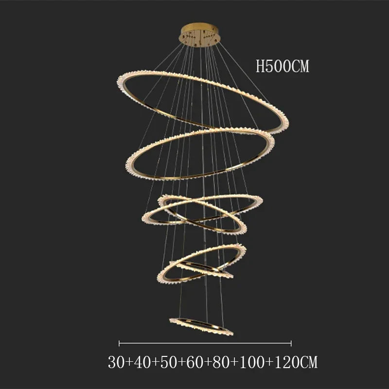 DecorBites™ Crystal Chandelier Stair Pendant Lamp for Modern Home Decoration & Living Room Lighting