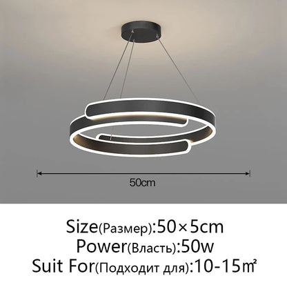 DecorBites™ Black White LED Ring Chandelier Pendant Lights for Home Indoor Decor