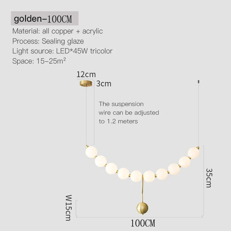 DecorBites™ Brass Full Copper Modern Chandelier Light Fixture for Stylish Living Spaces