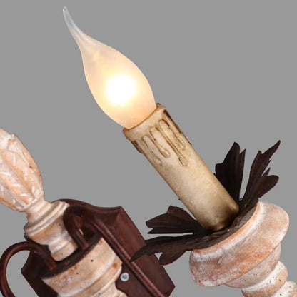 DecorBites™ Double Head French Wall Lamp Solid Wood Iron Sconce