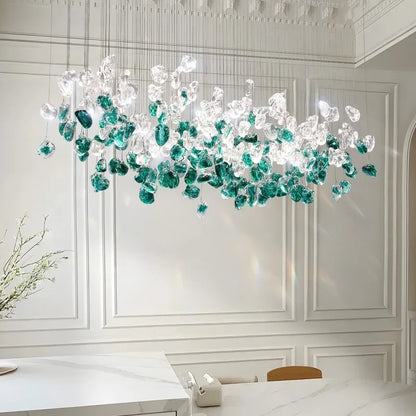 DecorBites™ Glass Stone Chandeliers: Modern Luxury LED Pendant Lights for Dining Room Art Decor