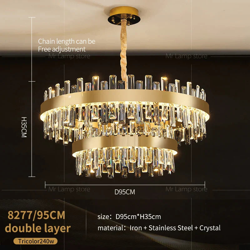 DecorBites™ Crystal Chandelier for Living Room Bedroom Dining - Energy-saving Light Luxury Lamps