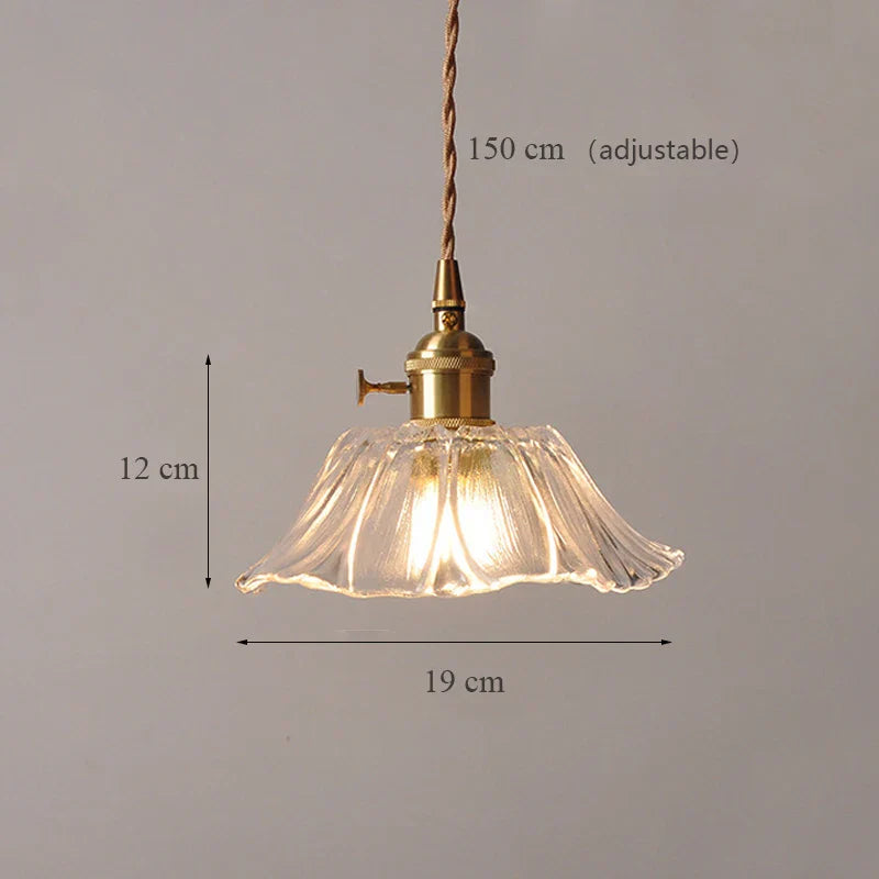 DecorBites™ Japanese Sunflower Glass Pendant Lights Modern Brass Hanglamp Fixture